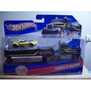   Wheels Semi Truck w/Trailer and HW Muscle Mania Car (Toy): Toys