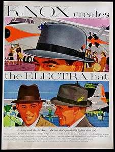 Vintage 1958 Knox Electra Mens Hat Magazine Ad  