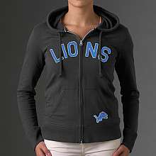 Womens 47 Brand Detroit Lions Pep Rally Full Zip Hooded Sweatshirt 