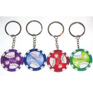   Casino Authentic Clay Poker Chip Keychains   4 Pieces