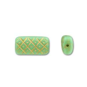   10x8mm Green Turquoise Opaque Glass Brick Bead Arts, Crafts & Sewing