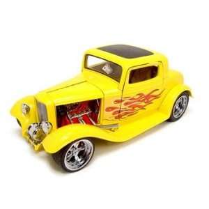  1932 FORD 3 WINDOW COUPE CUSTOM 118 DIECAST MODEL YELLOW 