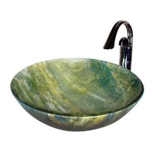   Glass Sinks 18.5 Ocean Green Round Glass Basin Sink from the Glass