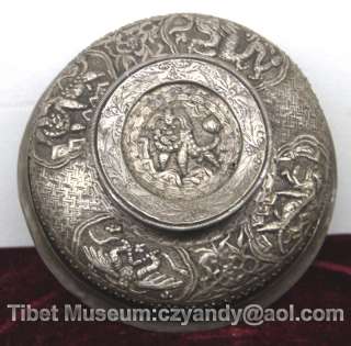 Tibetan Buddhism Pure Silver Root Offering Bowl 