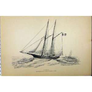  French Sailing Boat C1889 Curieuse Littoral Maritime
