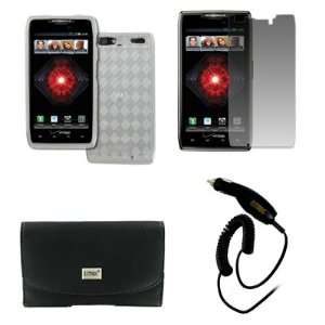  DROID RAZR Maxx Black Leather Case Pouch with Belt Clip and Belt 