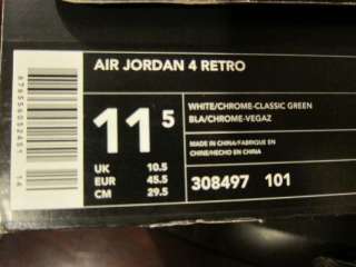 DS Nike Retro Jordan IV 4 Classic Green Chrome 11.5 xi  