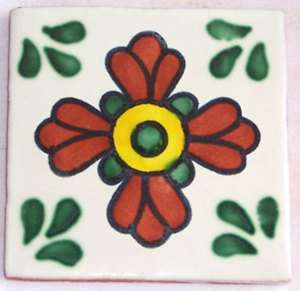 12 MEXICAN Ceramic Tiles 4x4 Talavera Handmade C040  