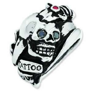 Ed Hardy Stainless Steel 1ct tw Black Diamond Ruby Skull Ring   Size 