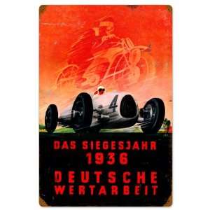  Deutsche Races Automotive Vintage Metal Sign   Victory 