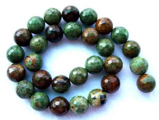African Green Opal Faceted Round Beads 14mm15.5  