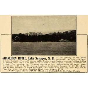 1917 Ad Granliden Hotel Lake Sunapee New Hampshire   Original Print Ad 