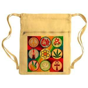  Messenger Bag Sack Pack Yellow 60s Icons Rainbow Swirl 