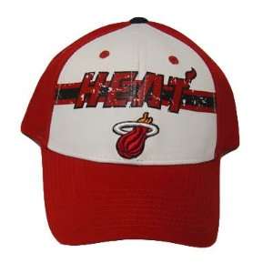  NBA OFFICIAL MIAMI HEAT ADULT WHITE RED VELCRO HAT CAP 