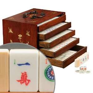   Bamboo Vintage Style Mahjong in Five Layer Rosewood Box Toys & Games