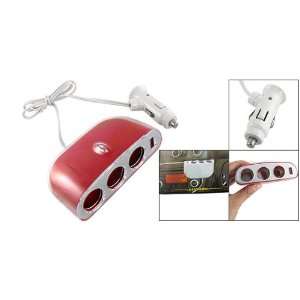   : Gino 12V Red 3 Triple Socket USB Car Cigarette Charger: Electronics