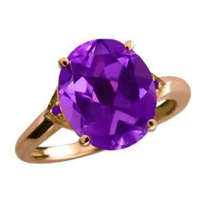   Ct Genuine Oval Purple Amethyst Gemstone 14k Rose Gold Ring: Jewelry