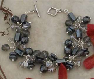 Swarovski Crystal Hematite Sterling Silver ChaCha Bracelet  