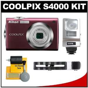   Camera with 4x Optical Zoom (Plum) with + Flash + Cleaning Kit Camera