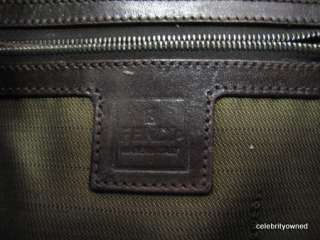 Fendi Brown Zucca Monogram Leather Trim Small Shoulder Bag W/Box 
