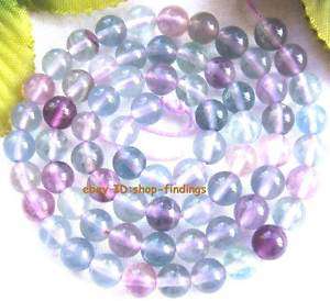 round 6mm natural multi colored fluorite loose Beads 15  
