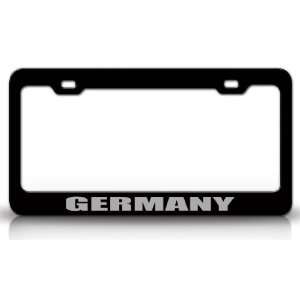 GERMANY Country Steel Auto License Plate Frame Tag Holder, Black 