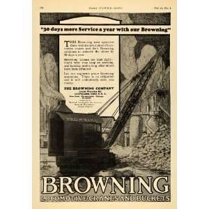1925 Ad Browning Locomotive Cranes Bucket Coal Ore Ohio   Original 