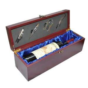  5 Piece Wooden Wine Box & Accessories Set (Includes 