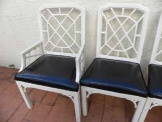 CHINESE CHIPPENDALE OFF WHITE ARM CHAIRS & CHAIRS  