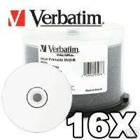 50 Verbatim 95078 16x DVD R White Inkjet Printable Disk  