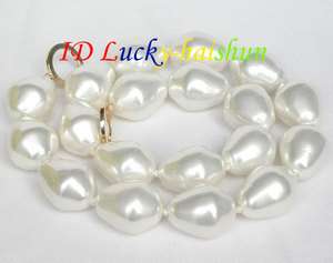   baroque white south seashell pearls necklace filled gold clasp j7816