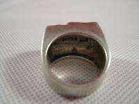 SILVER 925 VINTAGE BARSE RECTANGLE BROWN STONE RING S8  