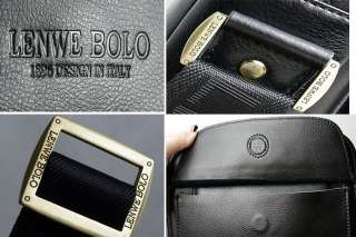Auth Mens BOLO Black Genuine Leather Messenger Classic Shoulder Bag 