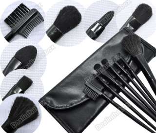 New Professional7 PCS Makeup Cosmetic Brush With Faux Leather Case 