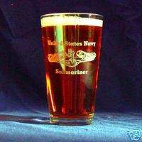 US Navy Submariner 16oz etched Beer Glass set of 4  