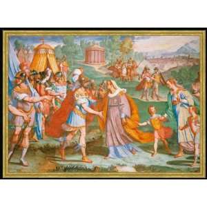 Bild mit Rahmen: Bernardo Castello, Coriolan und Veturia, 71 x 50 