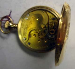 SUPERB 14KT SOLID GOLD LADIES 0 SIZE HUNTING CASE POCKET WATCH NEAR 