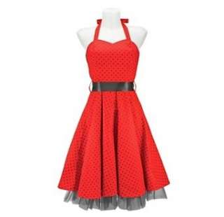 London Kleid SMALL DOTTED DRESS red black: .de: Bekleidung