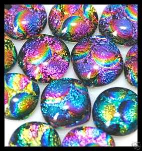 DARK BUBBLE Fused Glass DICHROIC Cabochons Beads  