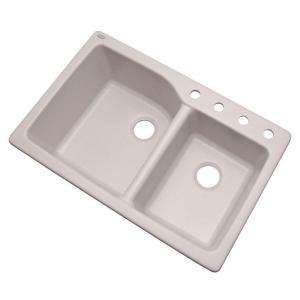  in Composite Granite 34.25x22x10.5 4 Hole Double Bowl Kitchen Sink 