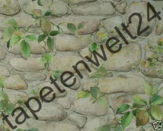 NEU  Steinmauer DECORA Pflanzen Naturstein Wand Tapete  