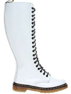   White Leather Knee High 20 Eye Inside Zipper Air Wair Boots NE  