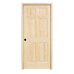   Unfinished Right Hand 6 Panel Prehung Door 709545 at The Home Depot