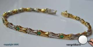 Smaragd Armband 14kt 585 Gold Armband Damen Armband Goldband Brillant 