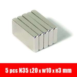 5pcs 20mm x 10mm x 3mm Blocks Rare Earth Neodymium strong fridge 
