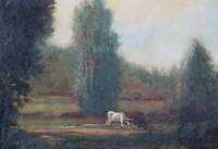 c1890 listed Patrick Berry art Cows pastoral Landscape Oil estate 