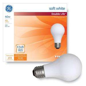   White Double Life A19 General Purpose Incandescent Light Bulb (6 Pack