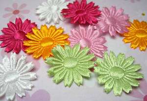 Satin Embossed Daisy Flower Appliques x 200 Mix   Cards  