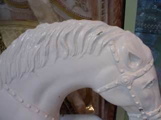 ANTIQUE CAST METAL WHITE PAINTED AMUSEMENT PARK CAROUSEL HORSE  