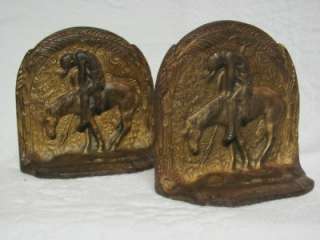 Bookends   Brass End of the Trail Bookends  